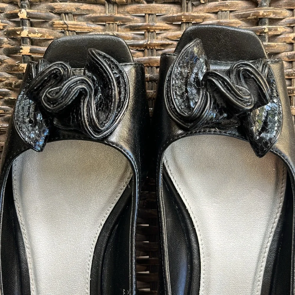 EAST 5TH women’s black sling‎ back low wedge heel open toe sandal size 7.5